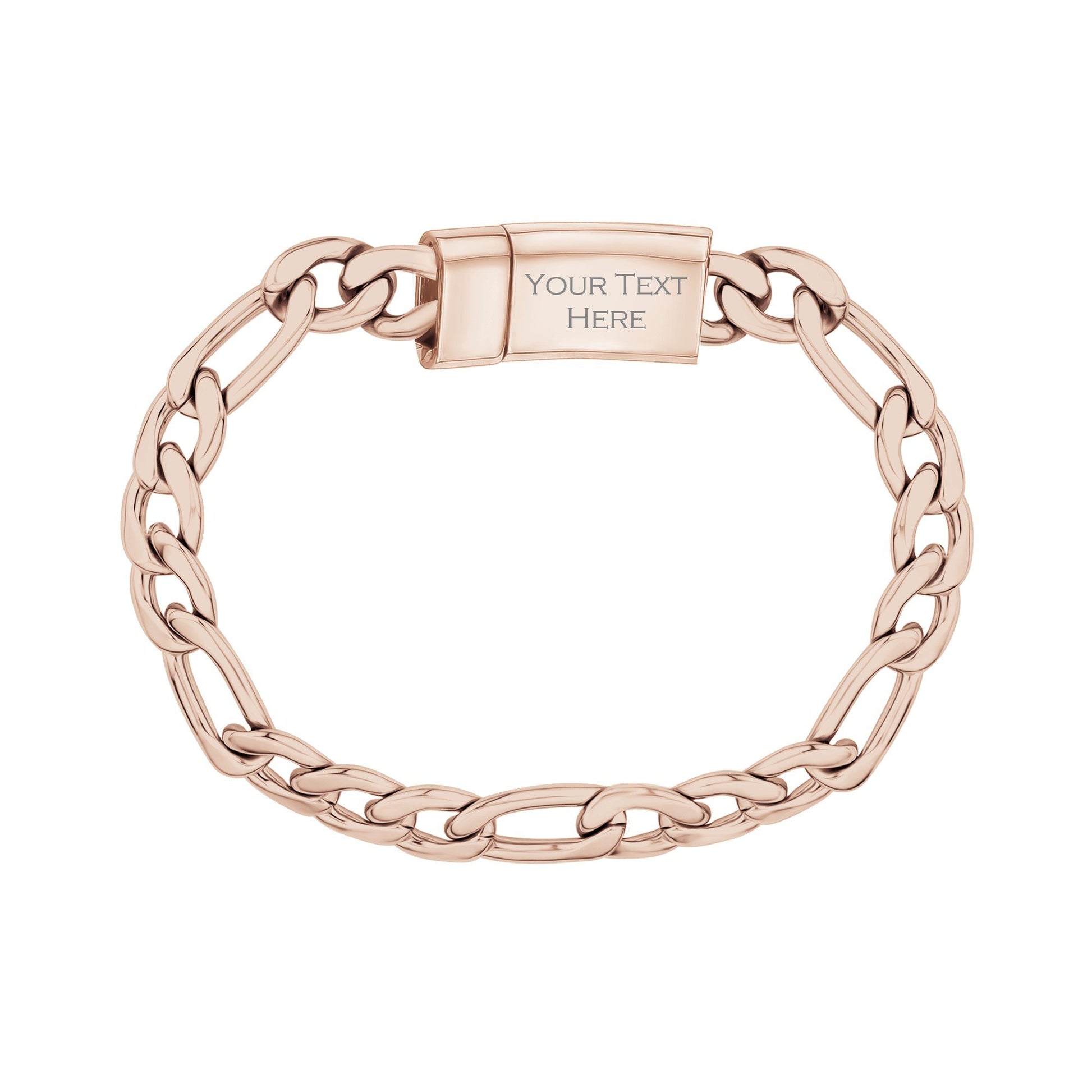 Unisex Steel Bracelet - 9mm Figaro Link Engravable Bracelet