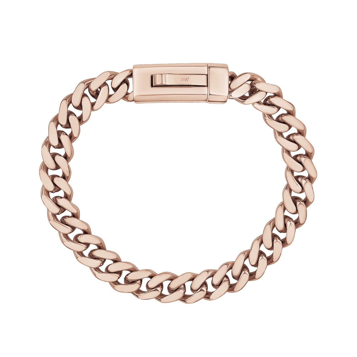 Unisex Steel Bracelet - 9mm Rose Gold Stainless Steel Cuban Link Engravable Bracelet