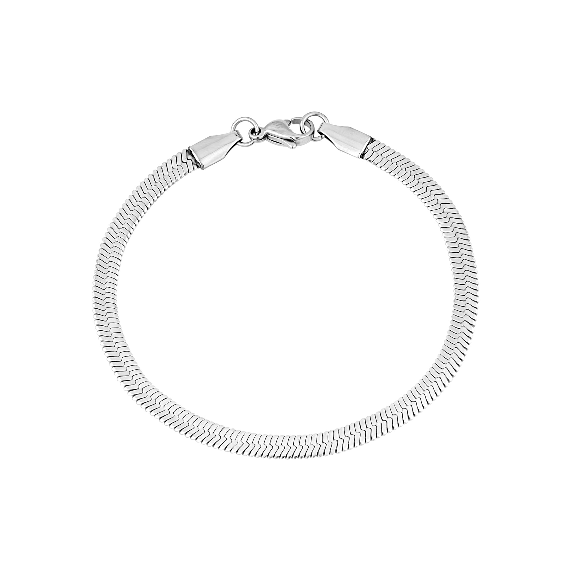 Women Bracelet - 4mm Herringbone Silver Bracelet