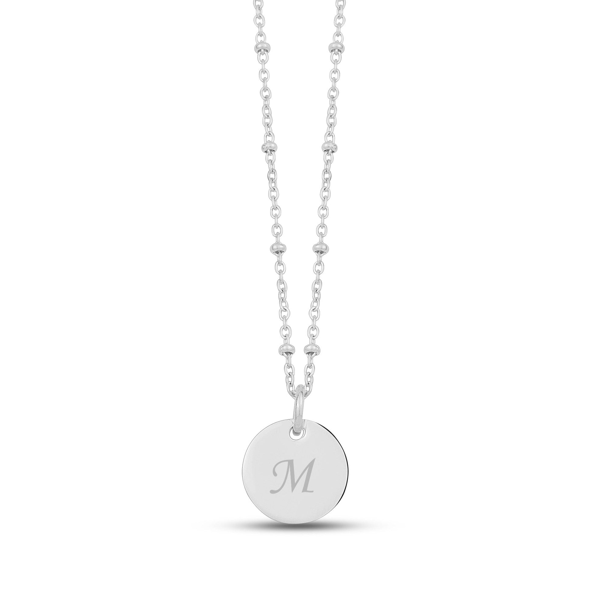 Women Pendant - Engravable Beaded Chain Round Pendant