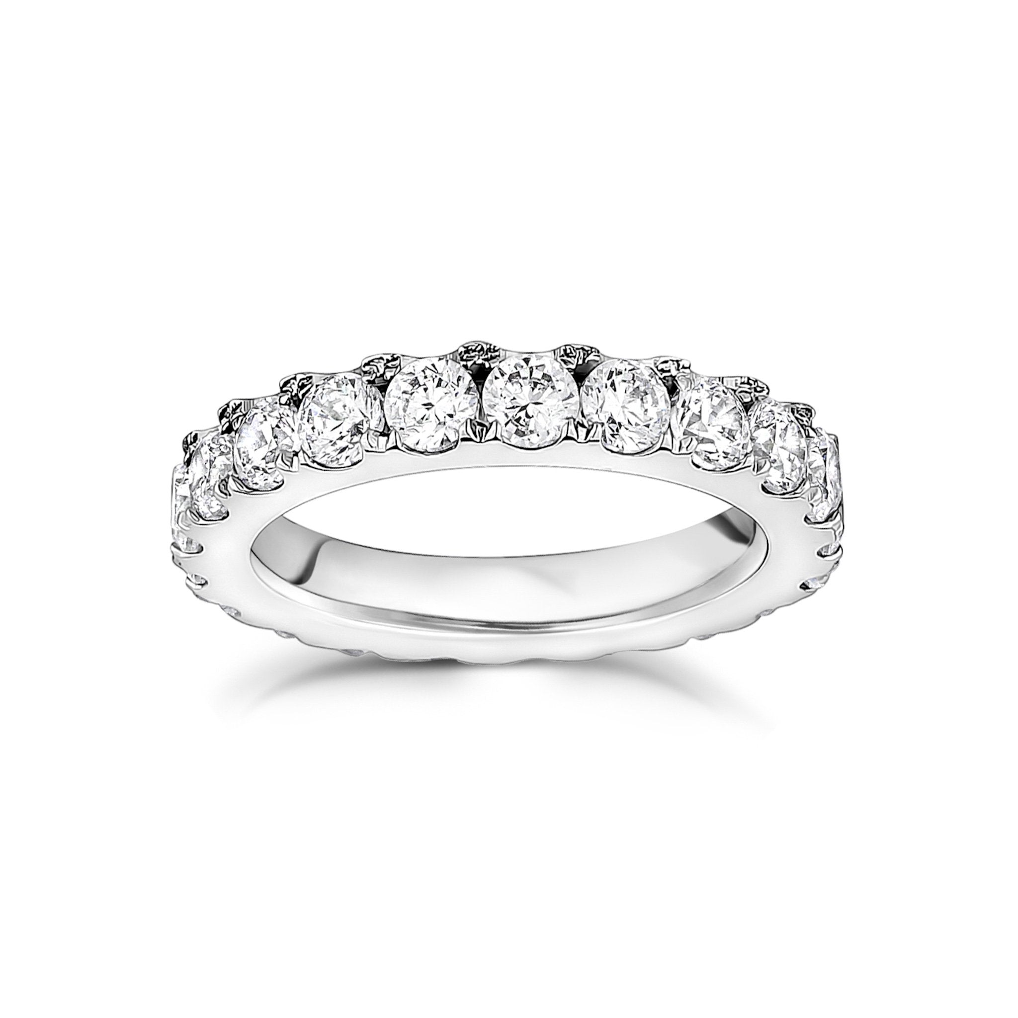 H&J Jewelry Men's 8mm Stainless Steel Eternity Ring – Black Ion Plated, Pave CZ, Wedding Band