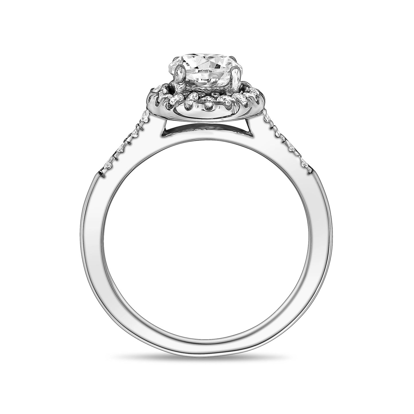 Women Ring - Stainless Steel Classic Halo Round Solitaire Ring