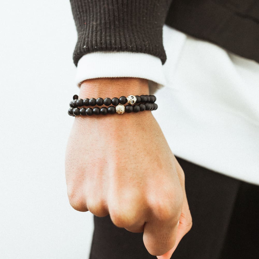 Leather men’s bracelets pose the latest accessory fashion for men
