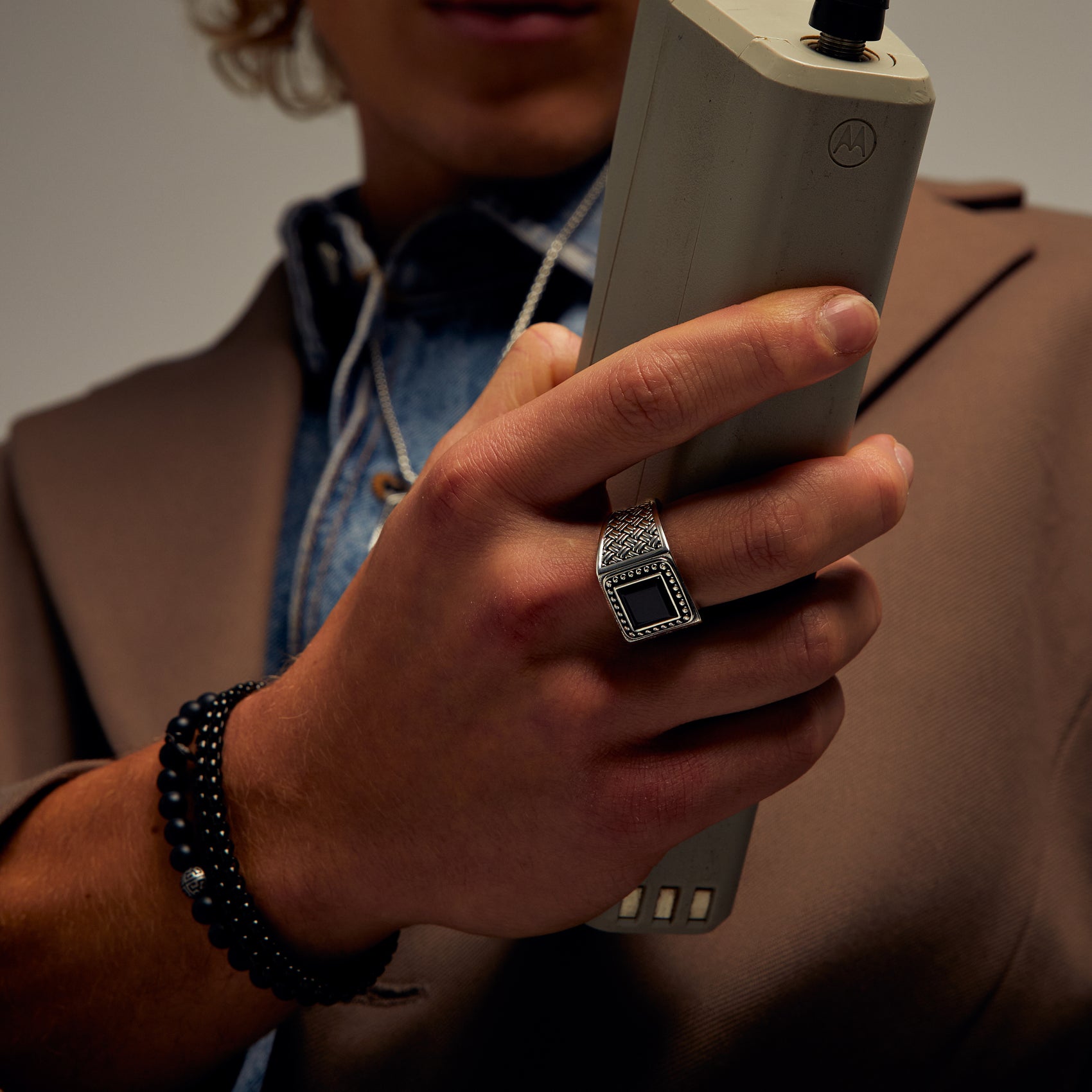 Black Onyx Signet Ring - Men Ring - The Steel Shop