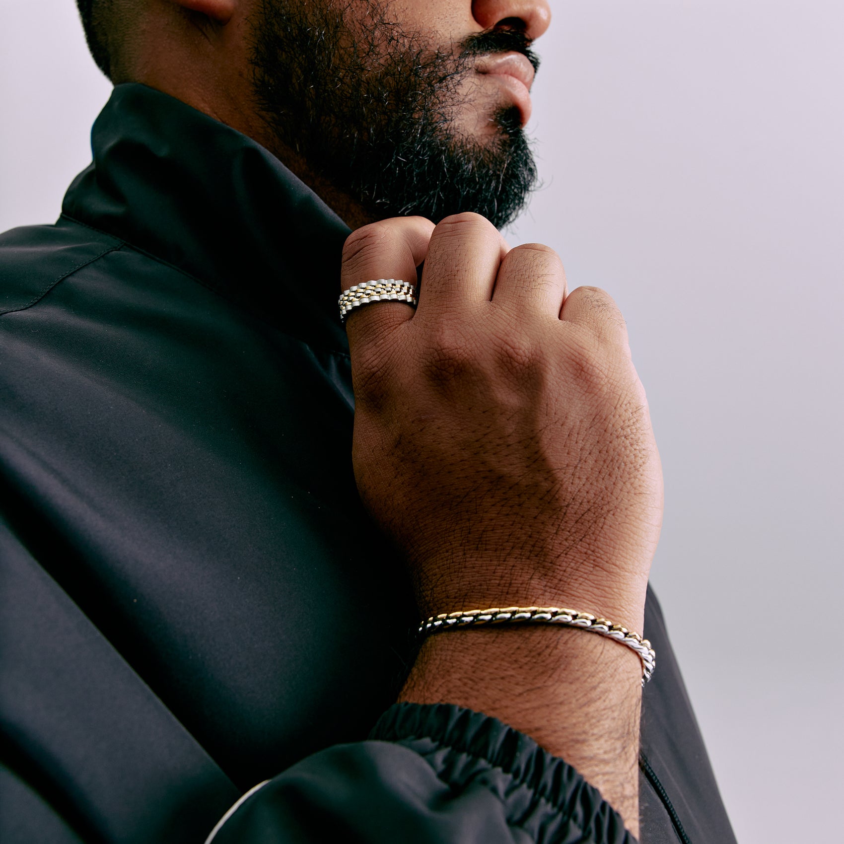 Ripple Link Two-Tone Band - Men Ring - The Steel Shop