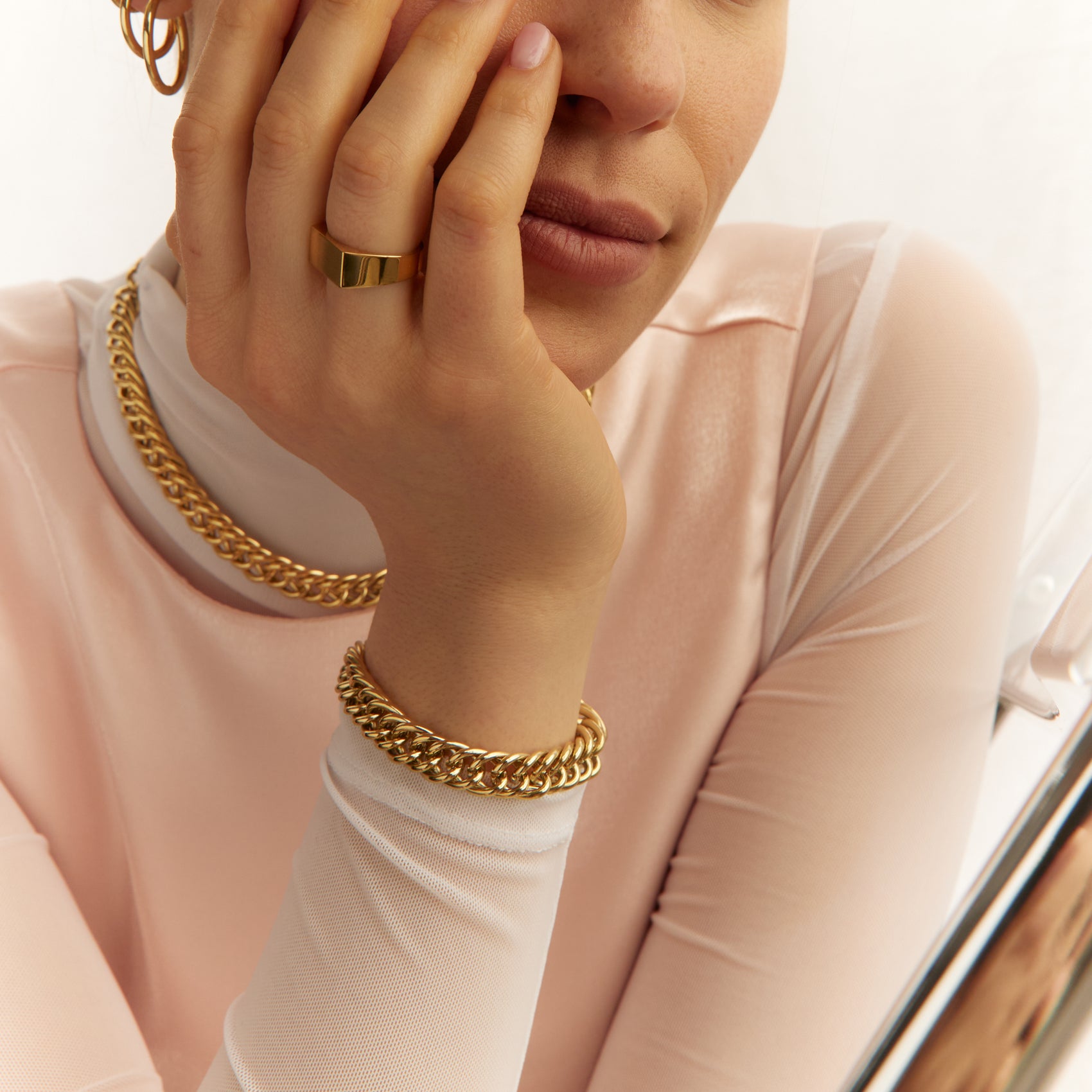 Double Curb Necklace - Women's Necklaces - The Steel Shop