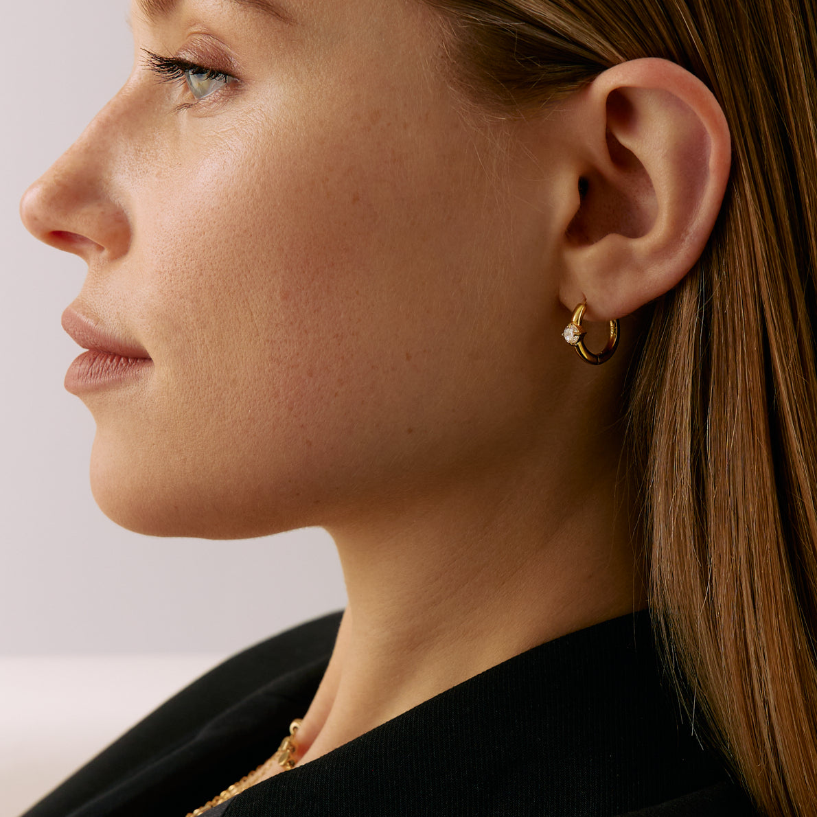 Solitaire Hoops - Earrings - The Steel Shop