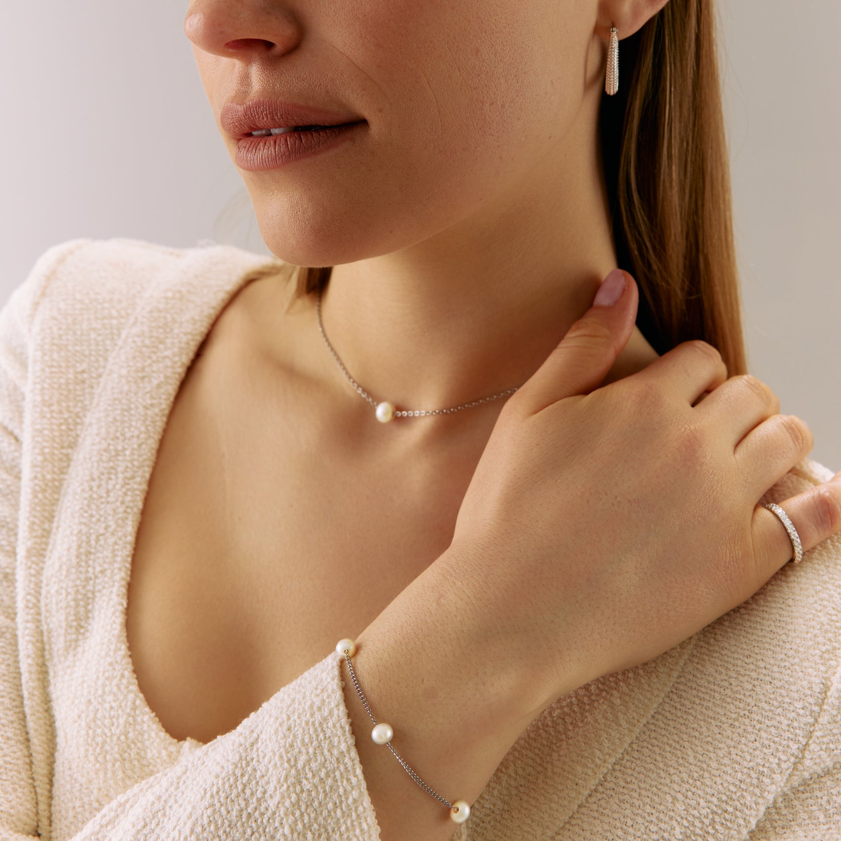 Minimalist Pearl Station Bracelet - Women Bracelet - The Steel Shop