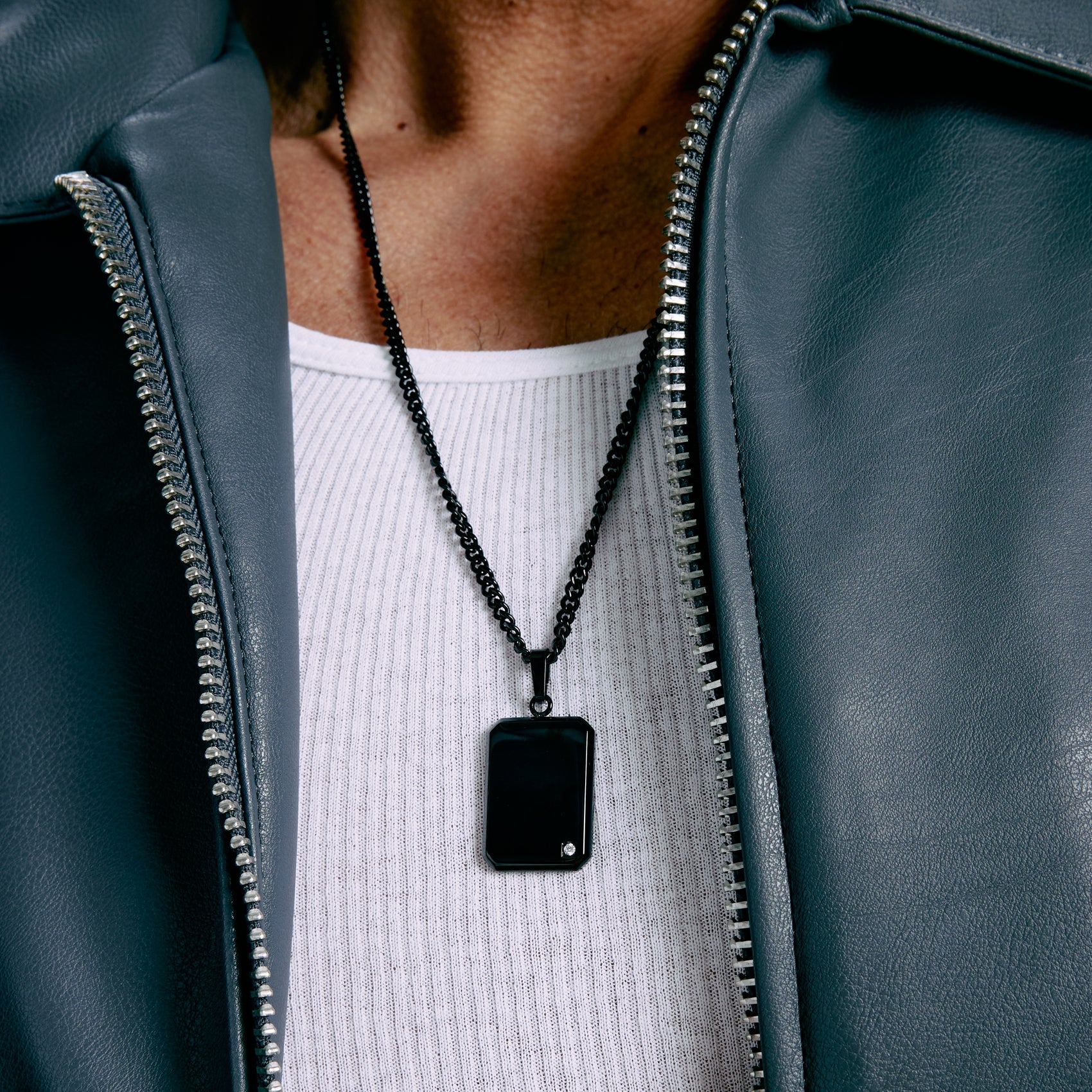 Lab Grown Diamond Dog Tag - Men Pendant - The Steel Shop