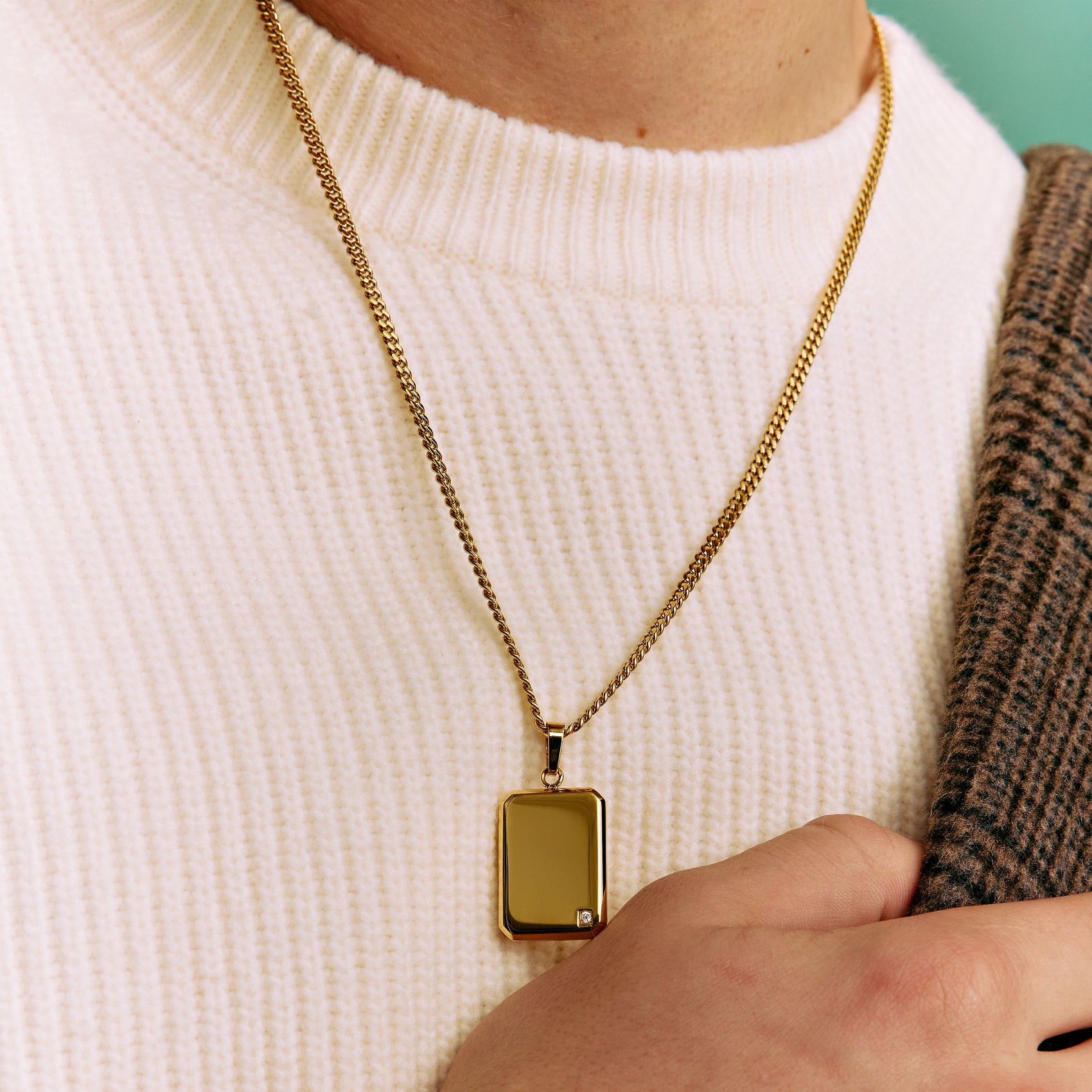 Lab Grown Diamond Dog Tag - Men Pendant - The Steel Shop