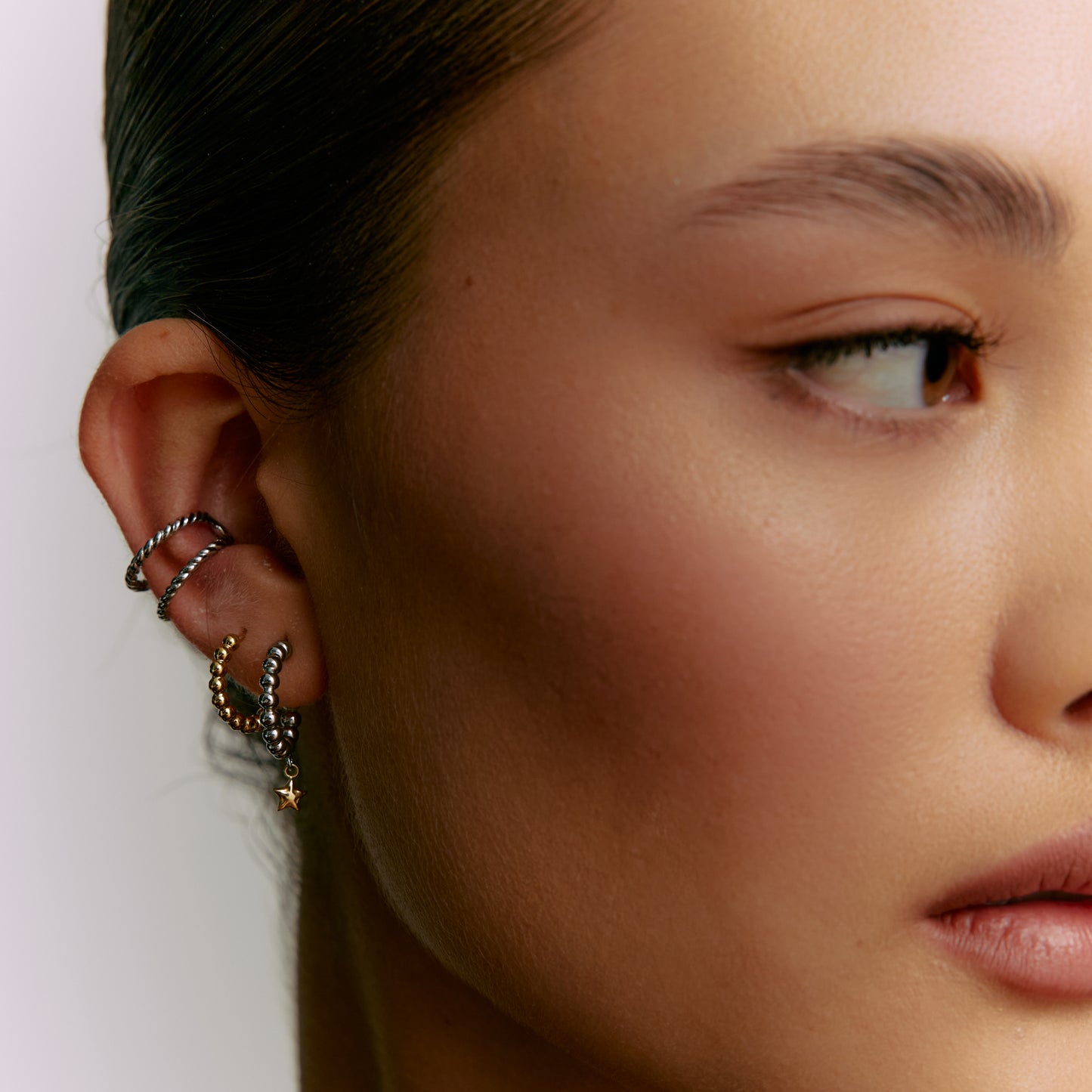 Beaded Gold Star Earrings