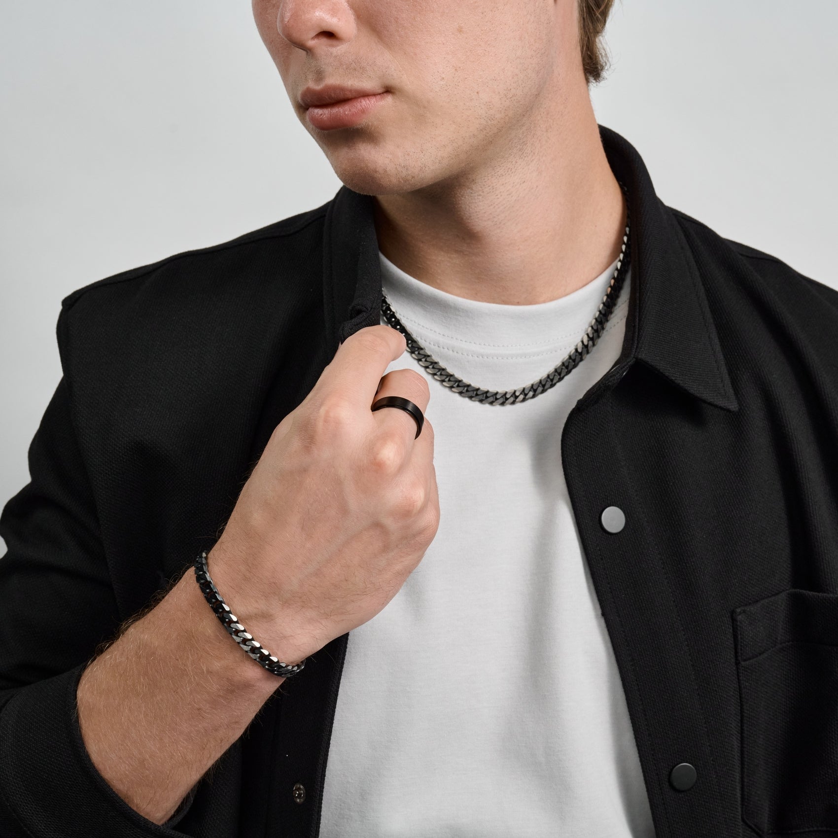 Matte Two Tone Cuban Link Chain | 8MM - Men Necklace - The Steel Shop