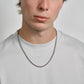 Close-up of a men's 4mm wheat chain crafted from polished stainless steel  