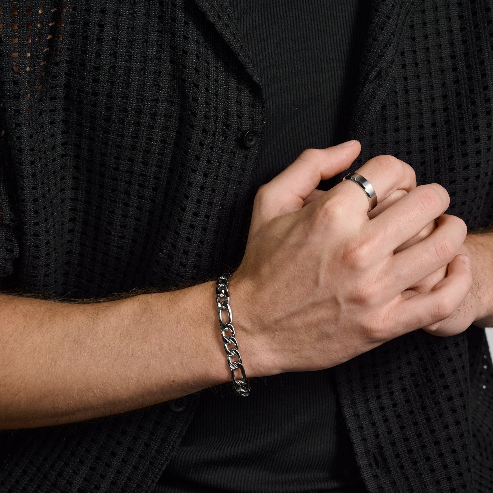 10mm Figaro Link Bracelet - Mens Steel Bracelets - The Steel Shop