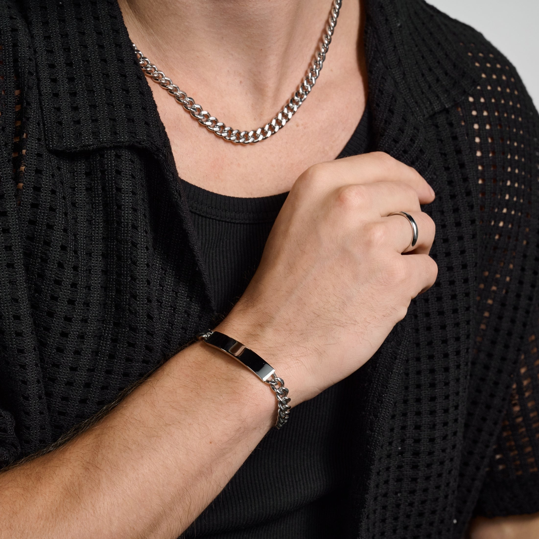 8mm Stainless Steel Cuban Link Engravable ID Bracelet - Gift for
