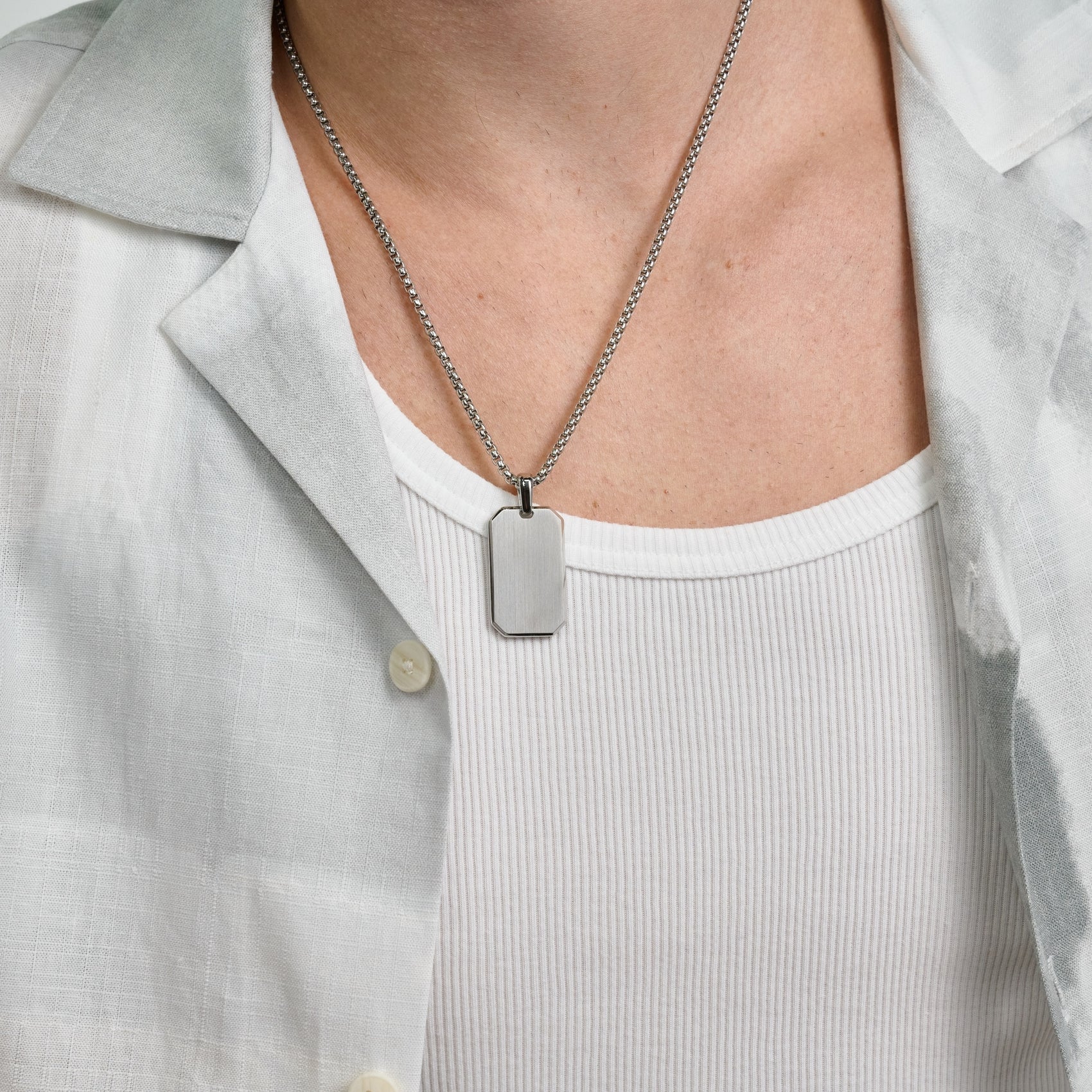 Matte Modern Dog Tag - Men Pendant - The Steel Shop