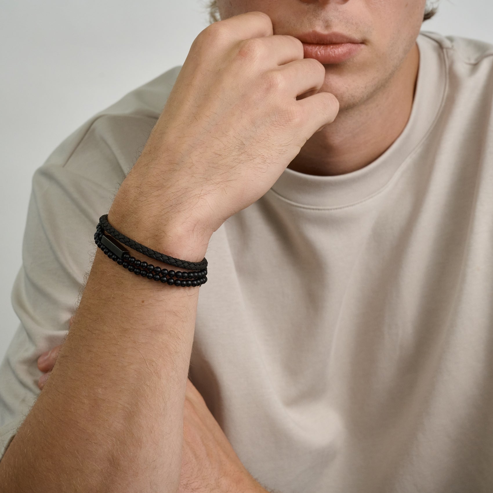 Leather Bracelet | 4MM - Mens Steel Leather Bracelets - The Steel Shop
