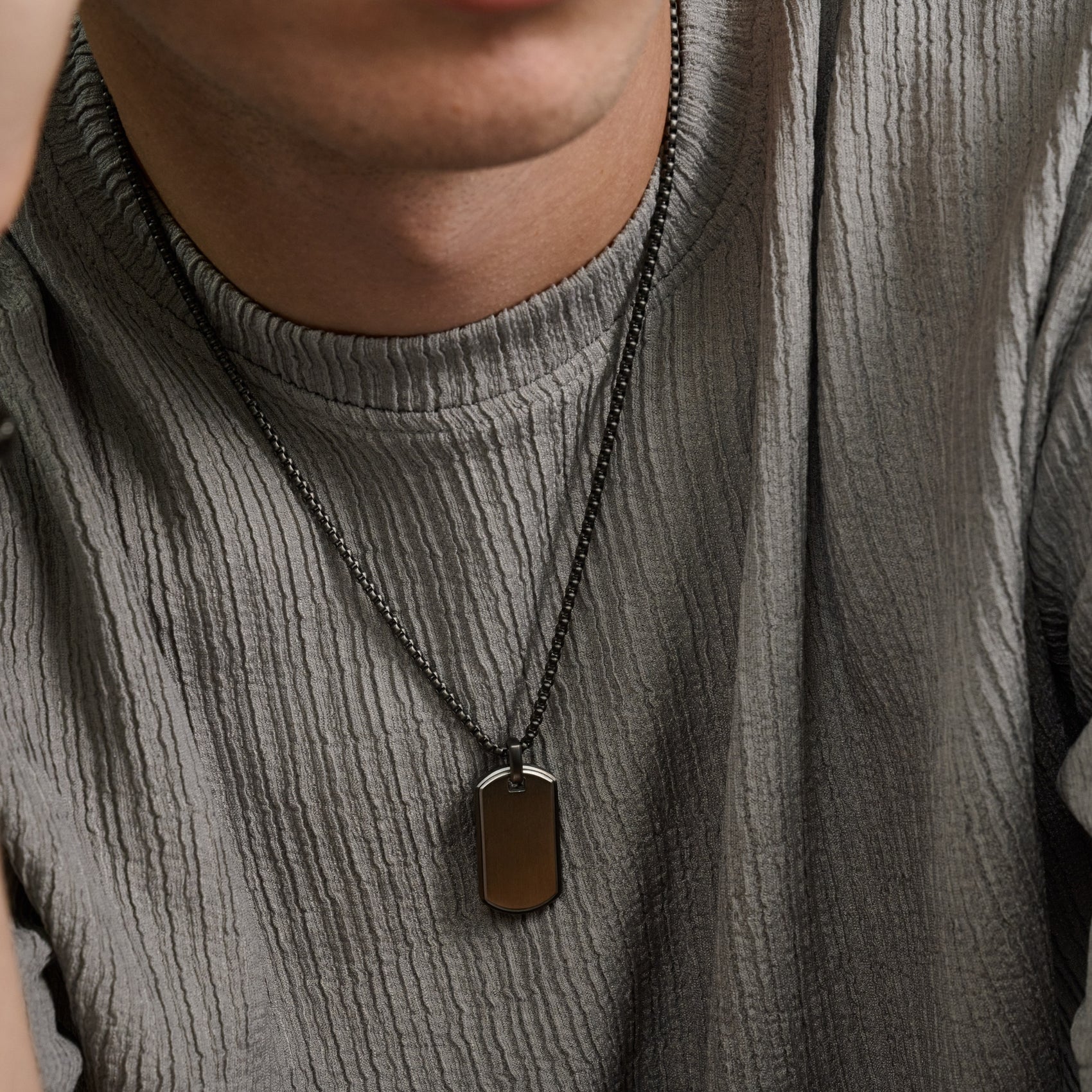 Gun Metal Reversible Dog Tag - Men Pendant - The Steel Shop