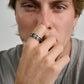 Double Row Black Stone Matte Band - Men Ring - The Steel Shop