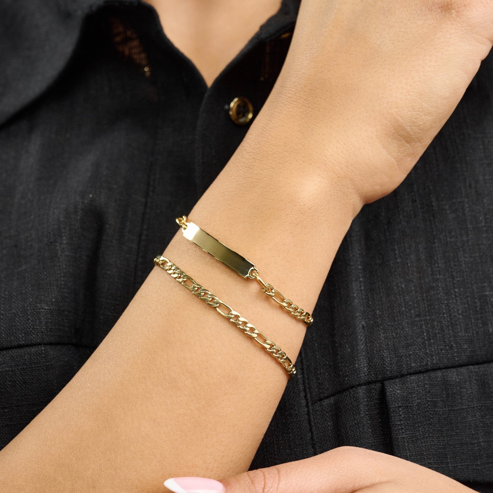 4mm Figaro Link ID Bracelet - Women Bracelet - The Steel Shop