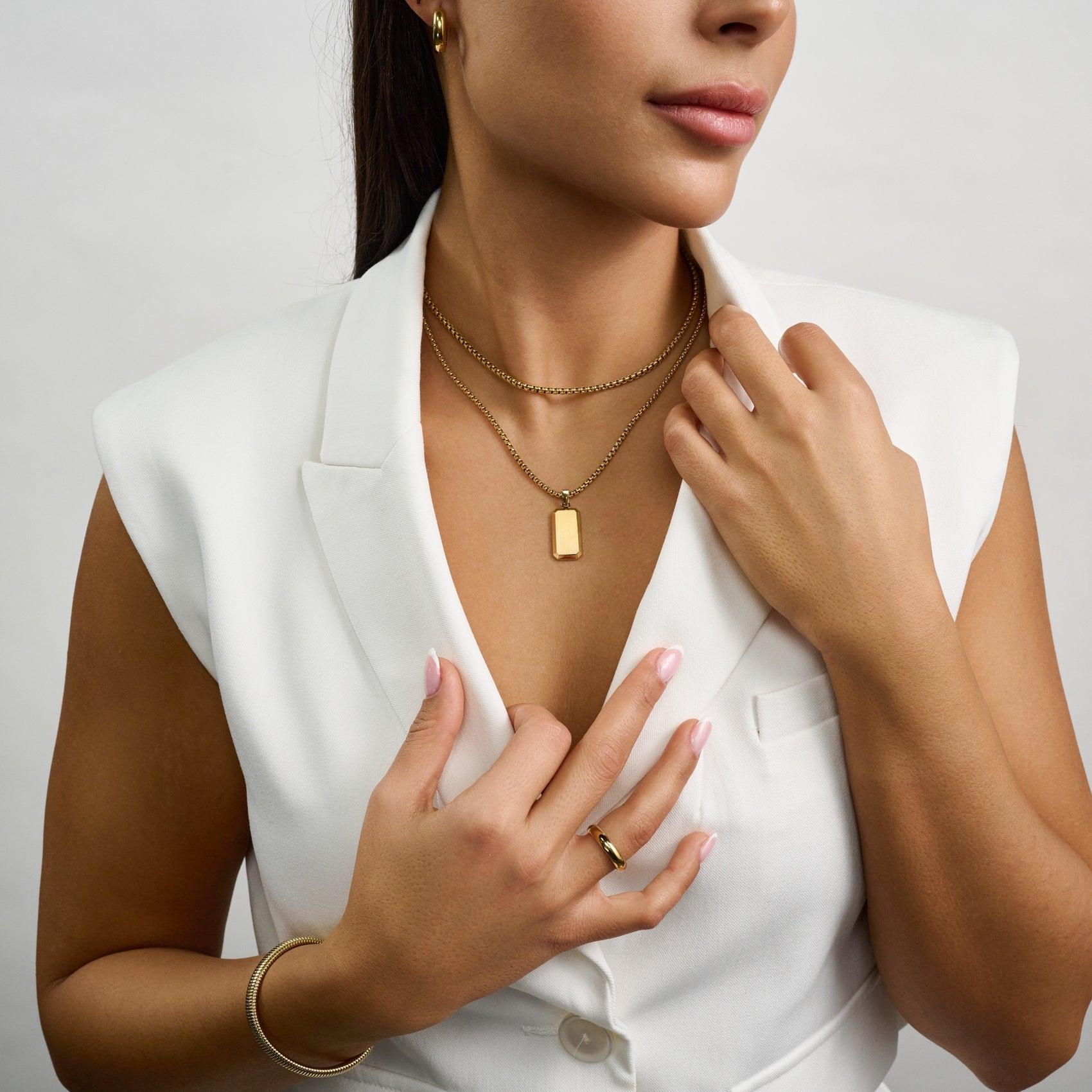 Minimal Beveled Edge Dog Tag - Women Pendant - The Steel Shop