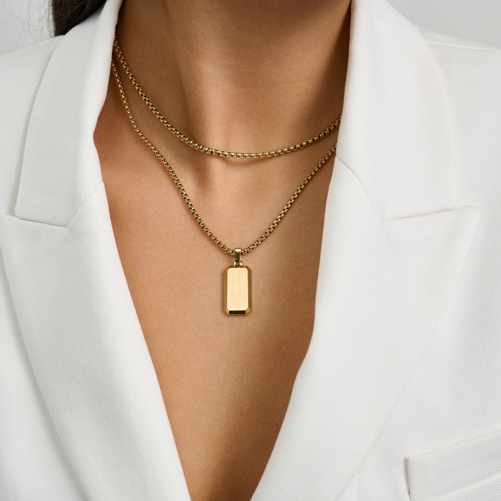 Minimal Beveled Edge Dog Tag - Women Pendant - The Steel Shop