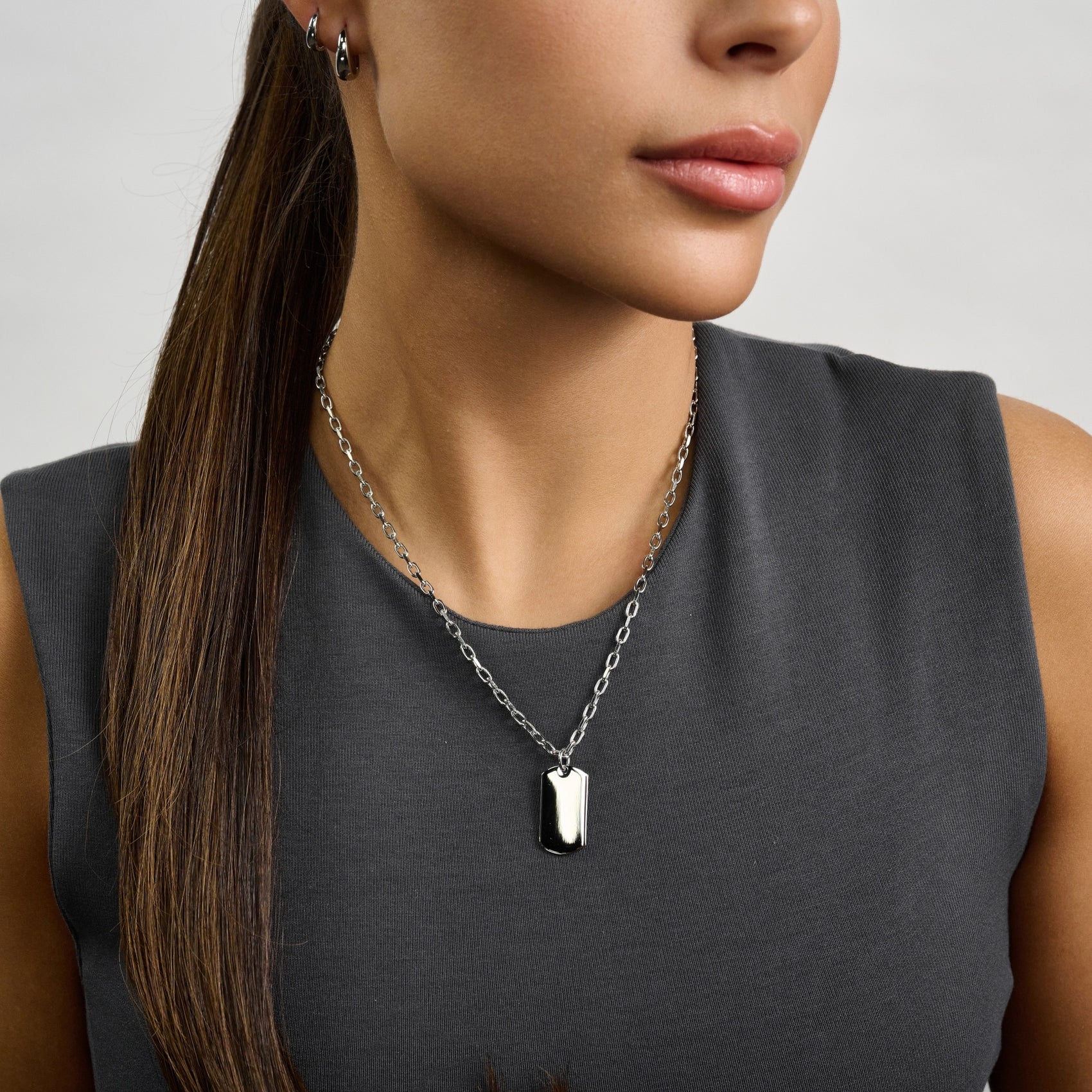 Minimal Dog Tag - Women Pendant - The Steel Shop