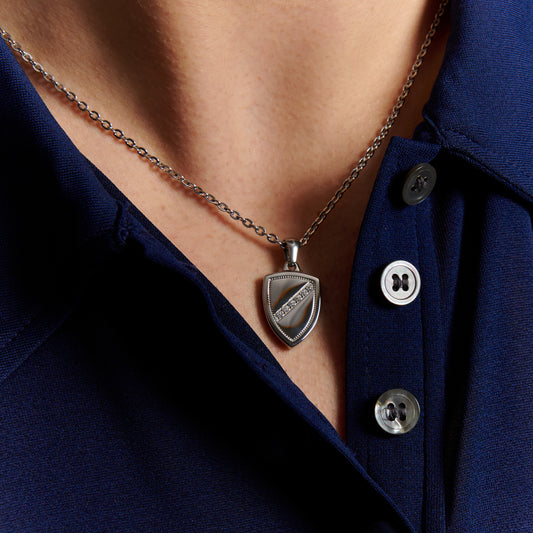 Pavé Stripe Shield Pendant