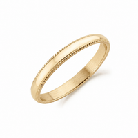 Side view of a high-quality stainless steel wedding band showcasing a smooth comfort fit interior and milgrain border