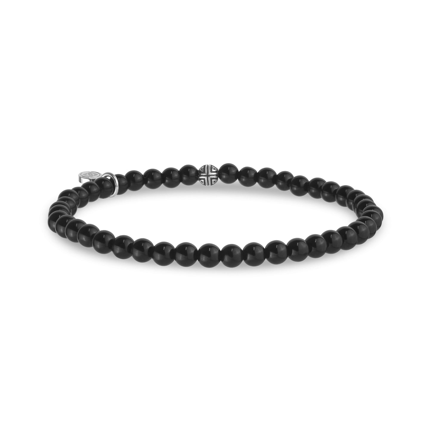 4mm Black Shiny Onyx Bead Bracelet