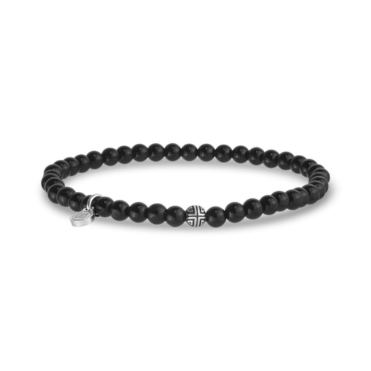 4mm Black Shiny Onyx Bead Bracelet