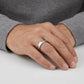 Enhanced 4mm hammered stainless steel wedding band, angled view