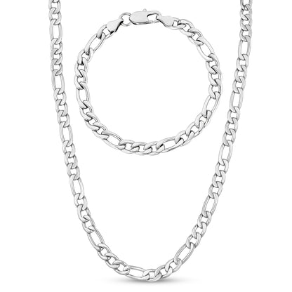 7mm Figaro Set | Silver - Sets - The Steel Shop