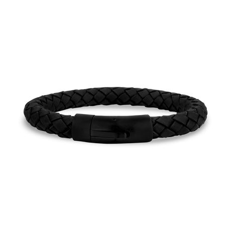 Black Leather Bracelet | 8MM - Mens Steel Leather Bracelets - The Steel Shop