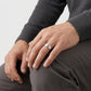 Enhanced Silver 6mm hammered texture comfort fit wedding band angled view