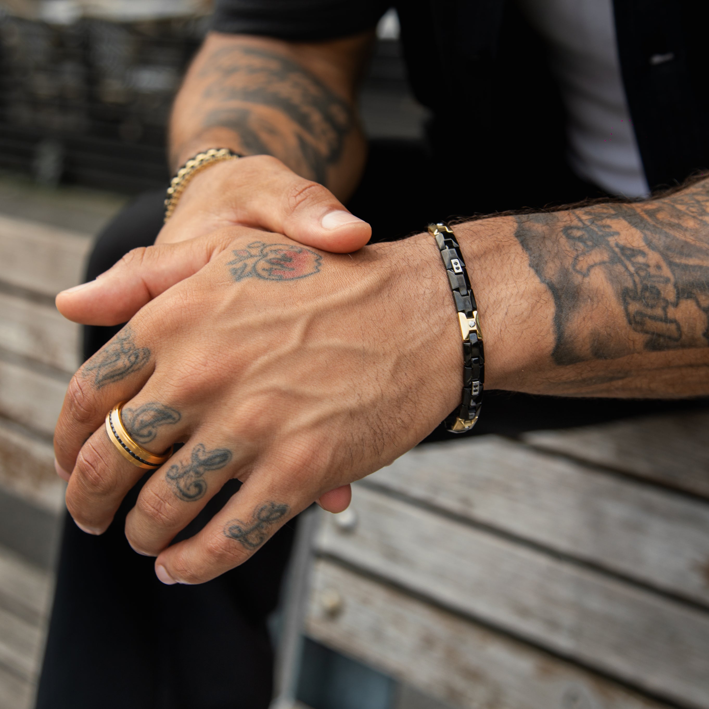 Trifecta Stainless Steel Black Stone Link Bracelet – The Steel Shop