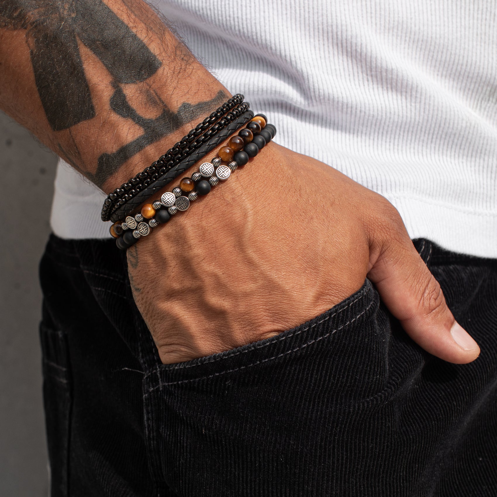 Double Row Round Box Link Bracelet - Mens Steel Bracelets - The Steel Shop