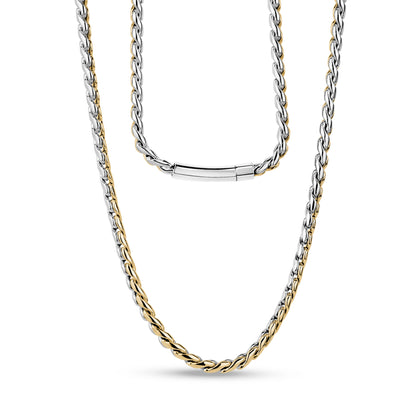 Two Tone Interlocking Link Chain - Men Necklace - The Steel Shop