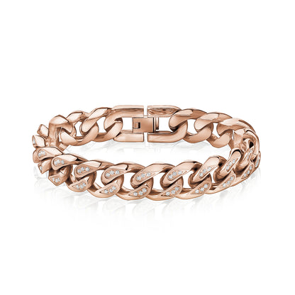 14mm Stone-Set Chunky Cuban Link Bracelet - Mens Steel Bracelets - The Steel Shop