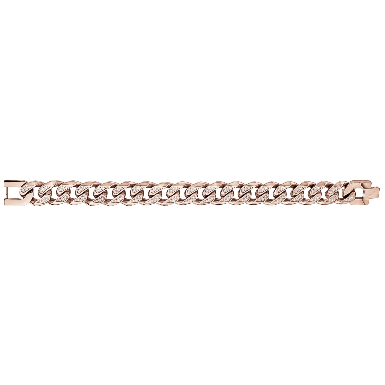 14mm Stone-Set Chunky Cuban Link Bracelet - Mens Steel Bracelets - The Steel Shop