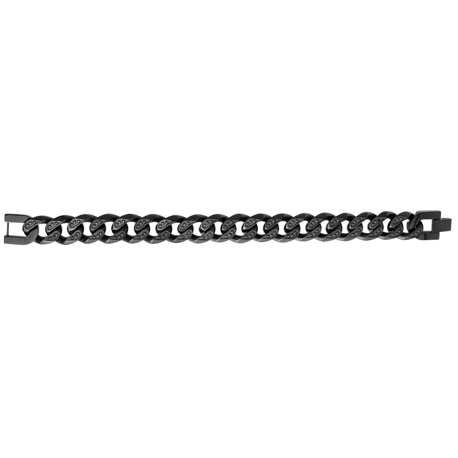 14mm Stone-Set Chunky Cuban Link Bracelet - Mens Steel Bracelets - The Steel Shop