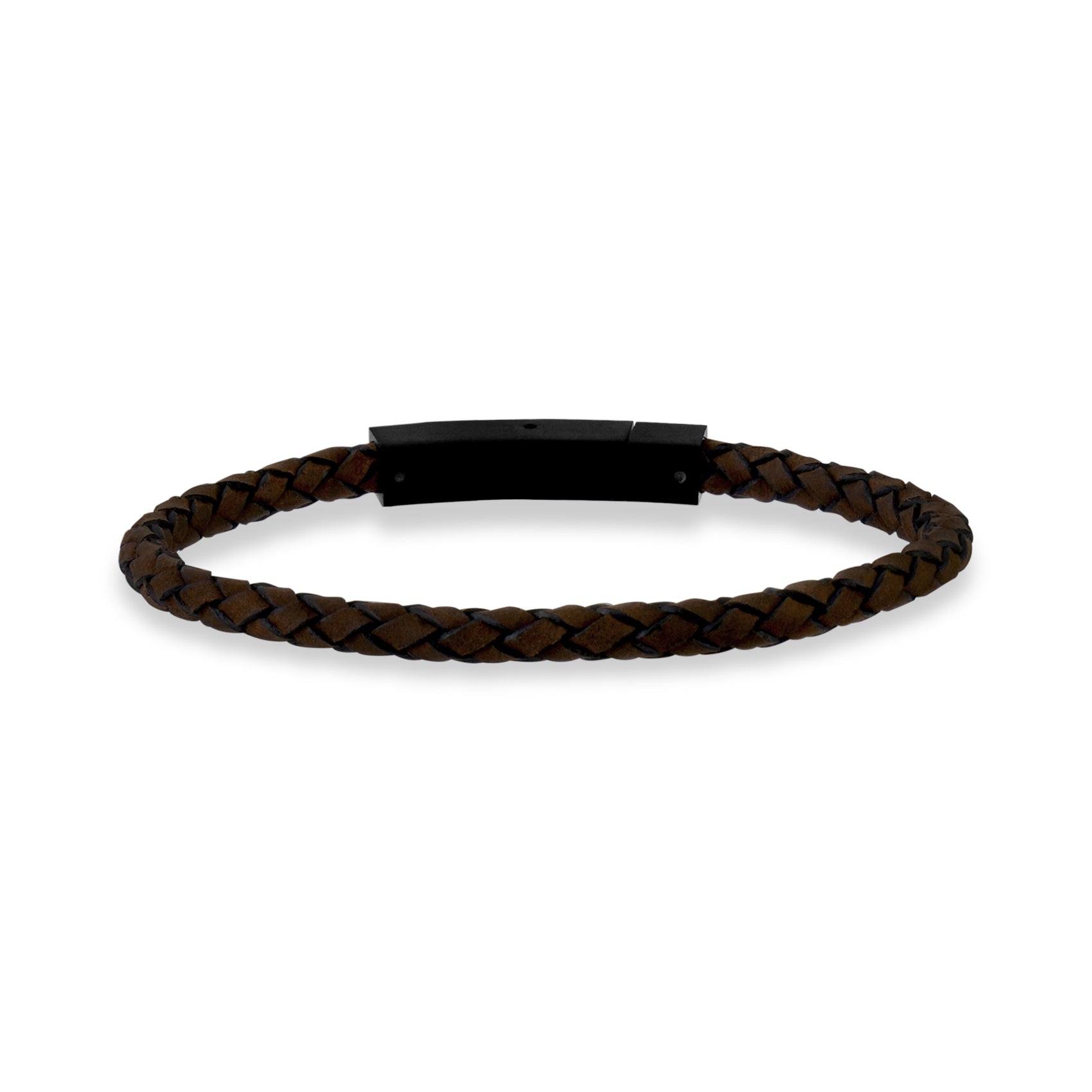 Modern men's accessory set with brushed leather, glossy black steel links, and tiger eye beaded bracelet  