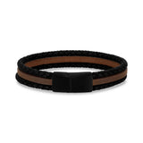 Triple Row Black & Brown Leather Bracelet - Mens Steel Leather Bracelets - The Steel Shop