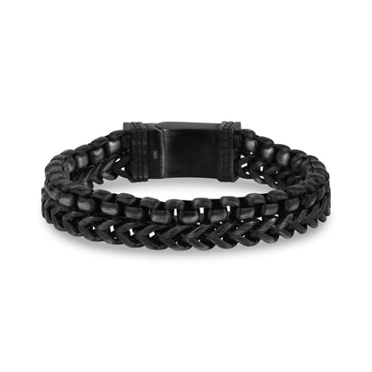 Round Box + Franco Link Bracelet - Mens Steel Bracelets - The Steel Shop