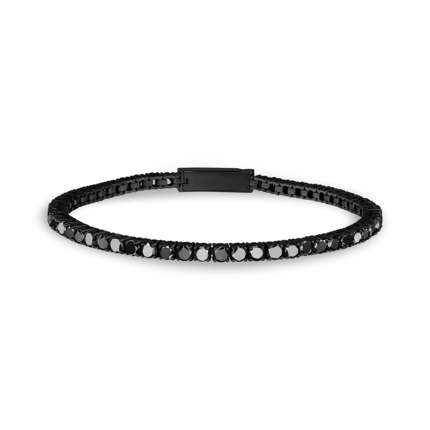 3mm Black Stone Stainless Steel Engravable Tennis Bracelet for Men