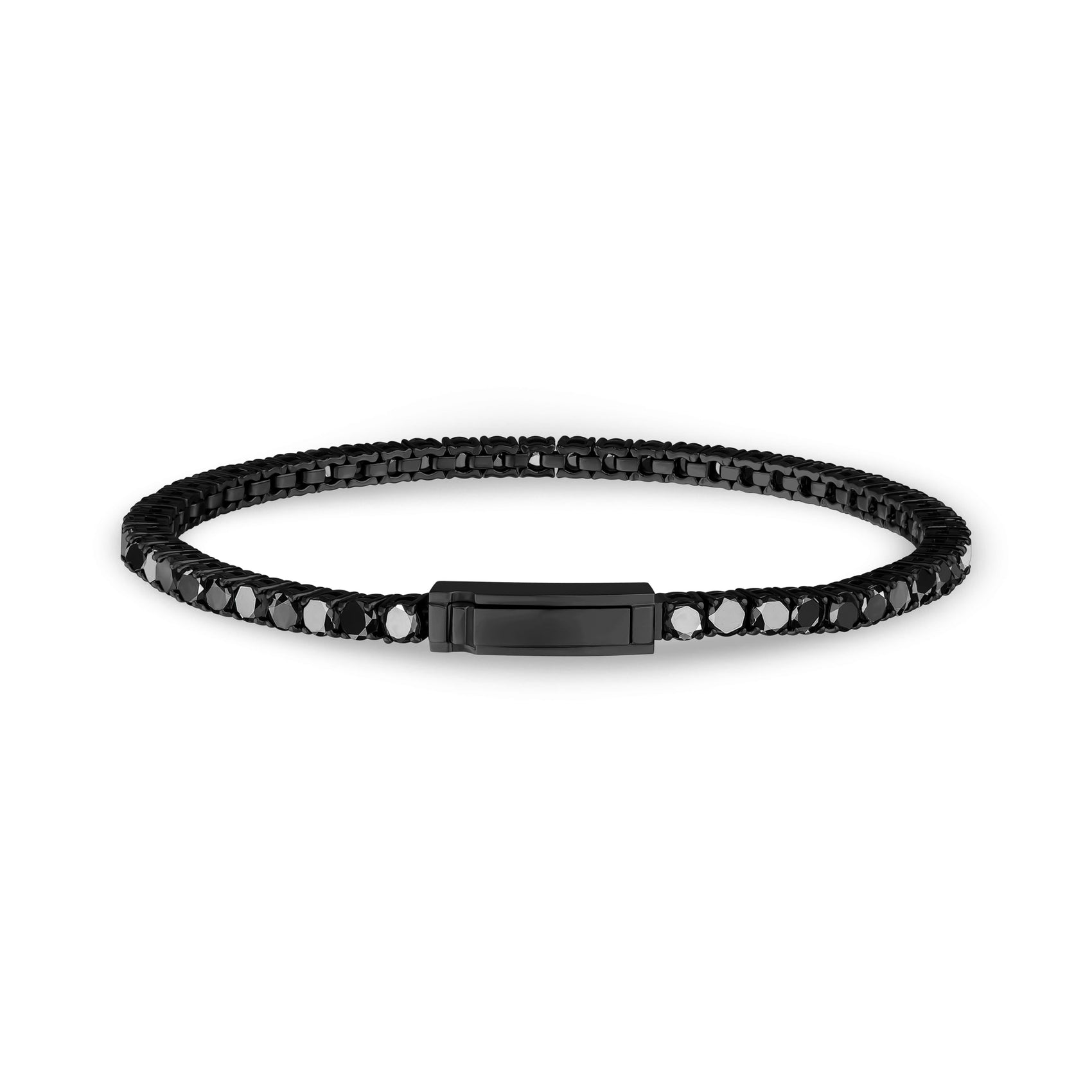 Black Stone Tennis Bracelet | 3mm - Mens Steel Bracelets - The Steel Shop