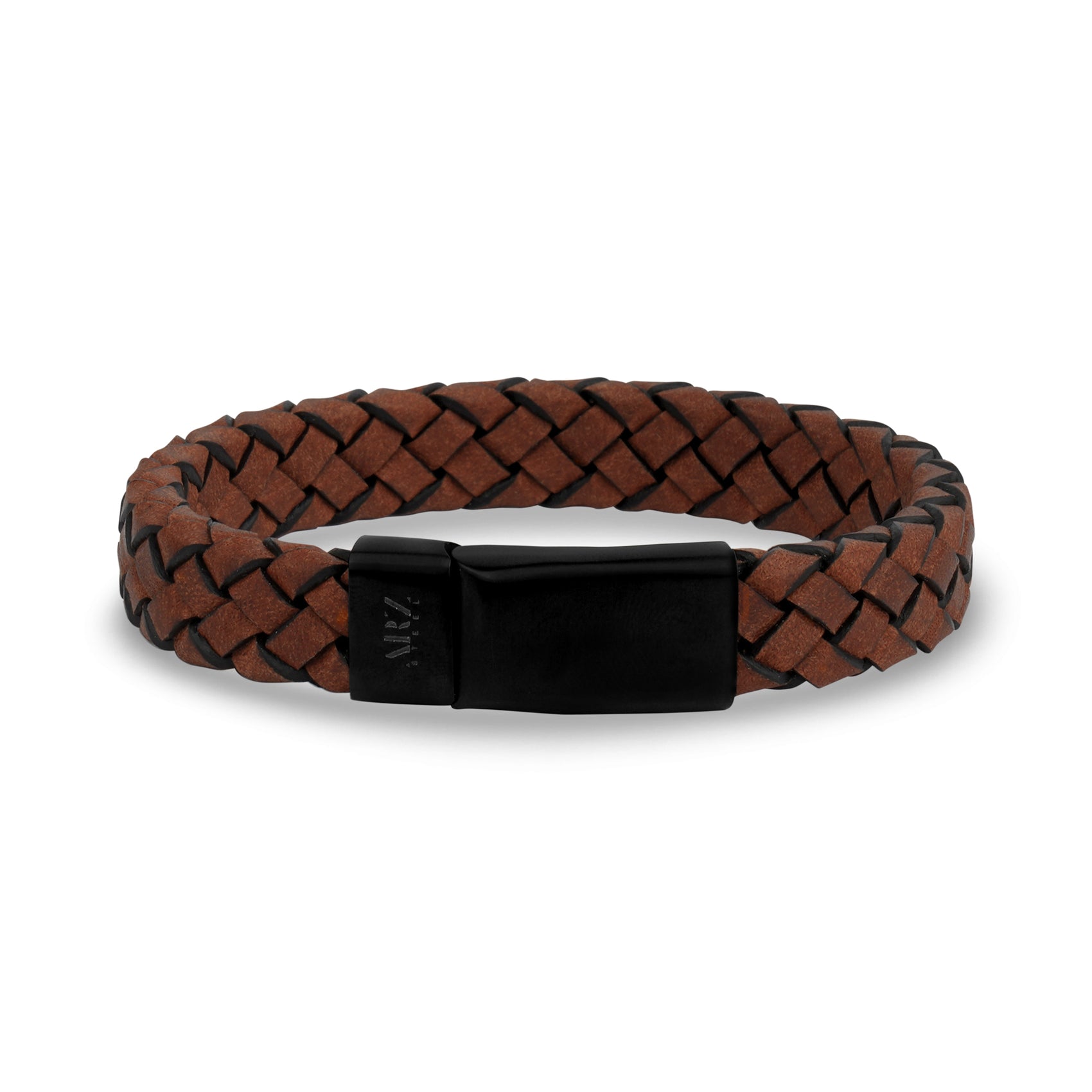 Tan Leather Bracelet | 12MM - Mens Steel Leather Bracelets - The Steel Shop