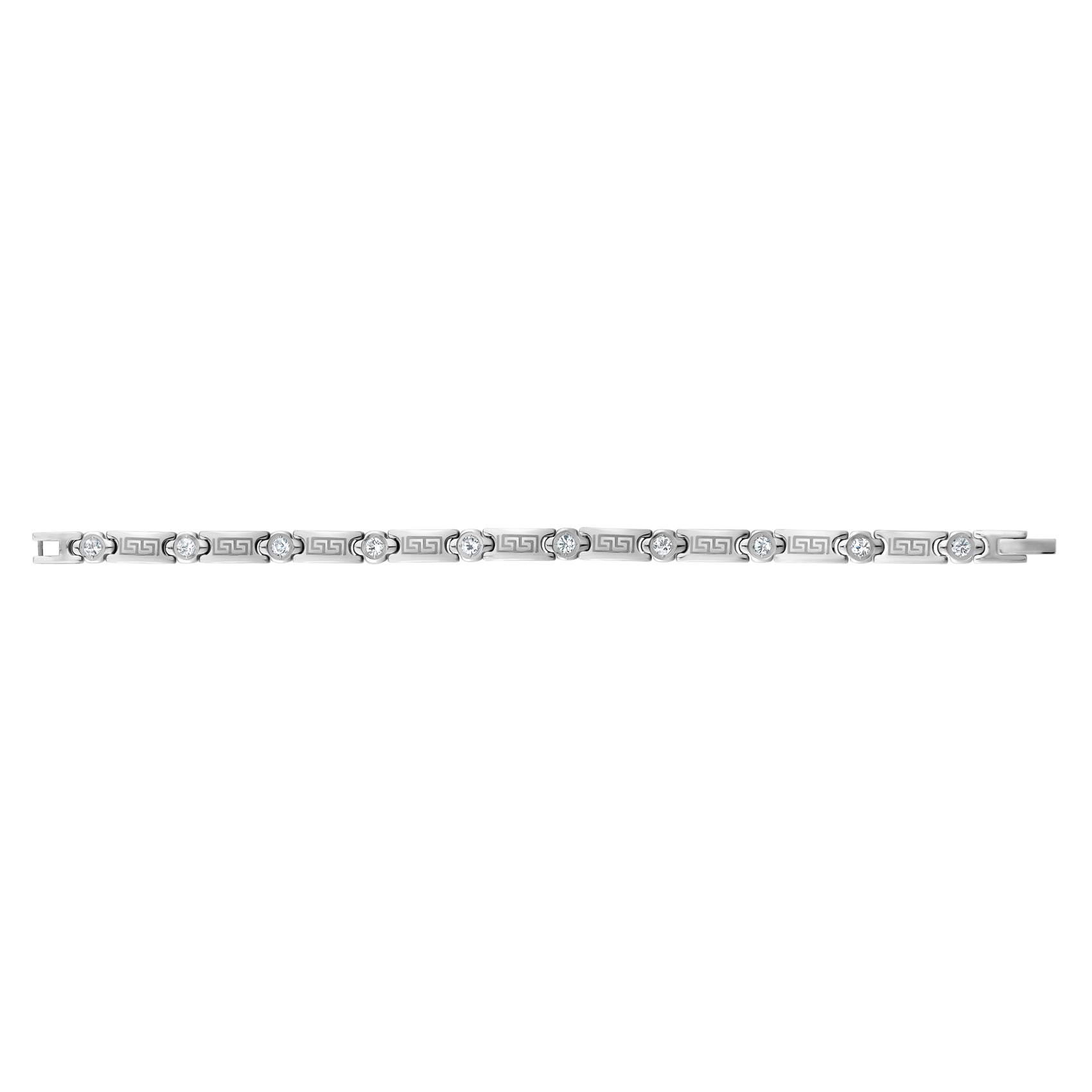 Stone-Set Greek Key Link Bracelet - Women Bracelet - The Steel Shop