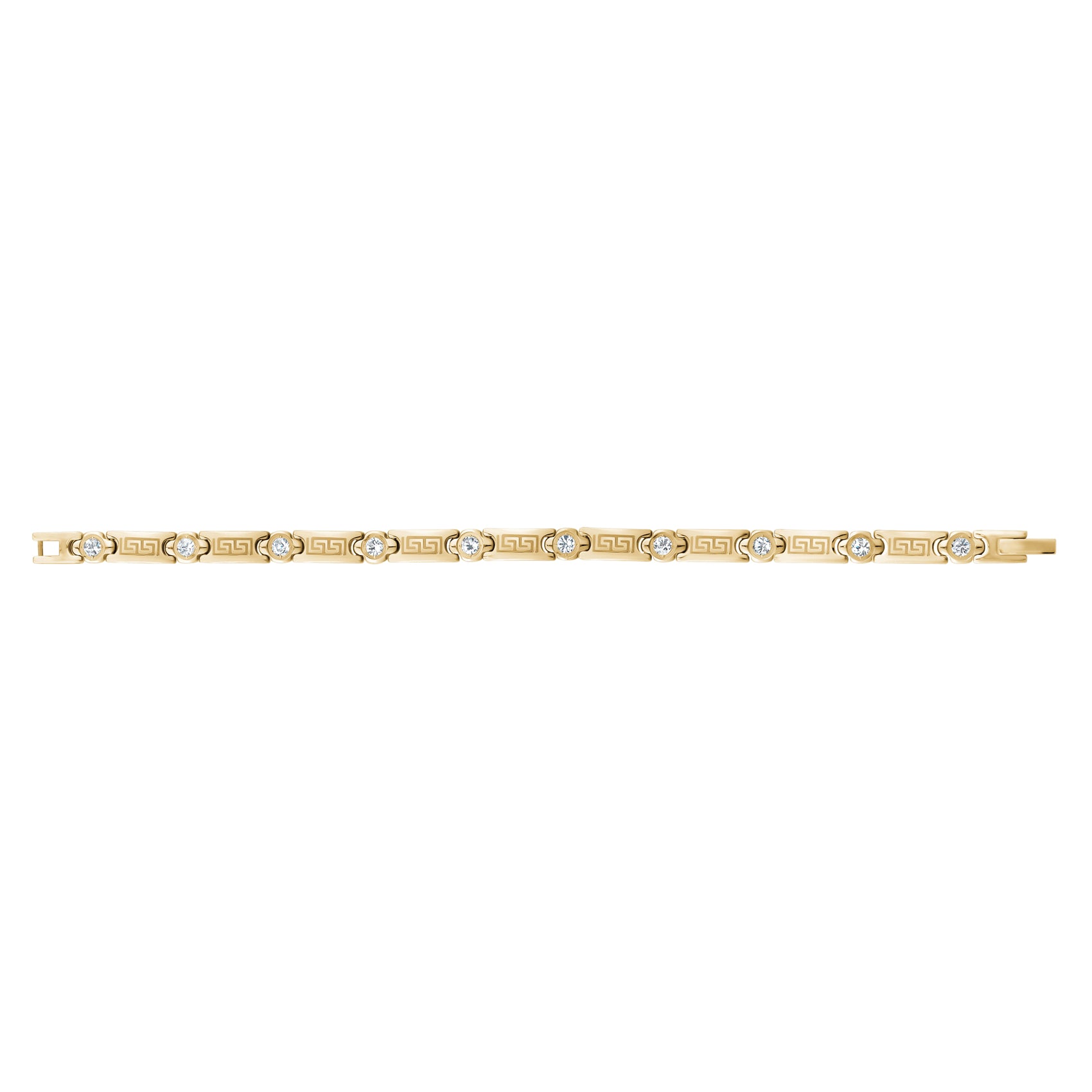 Stone-Set Greek Key Link Bracelet - Women Bracelet - The Steel Shop