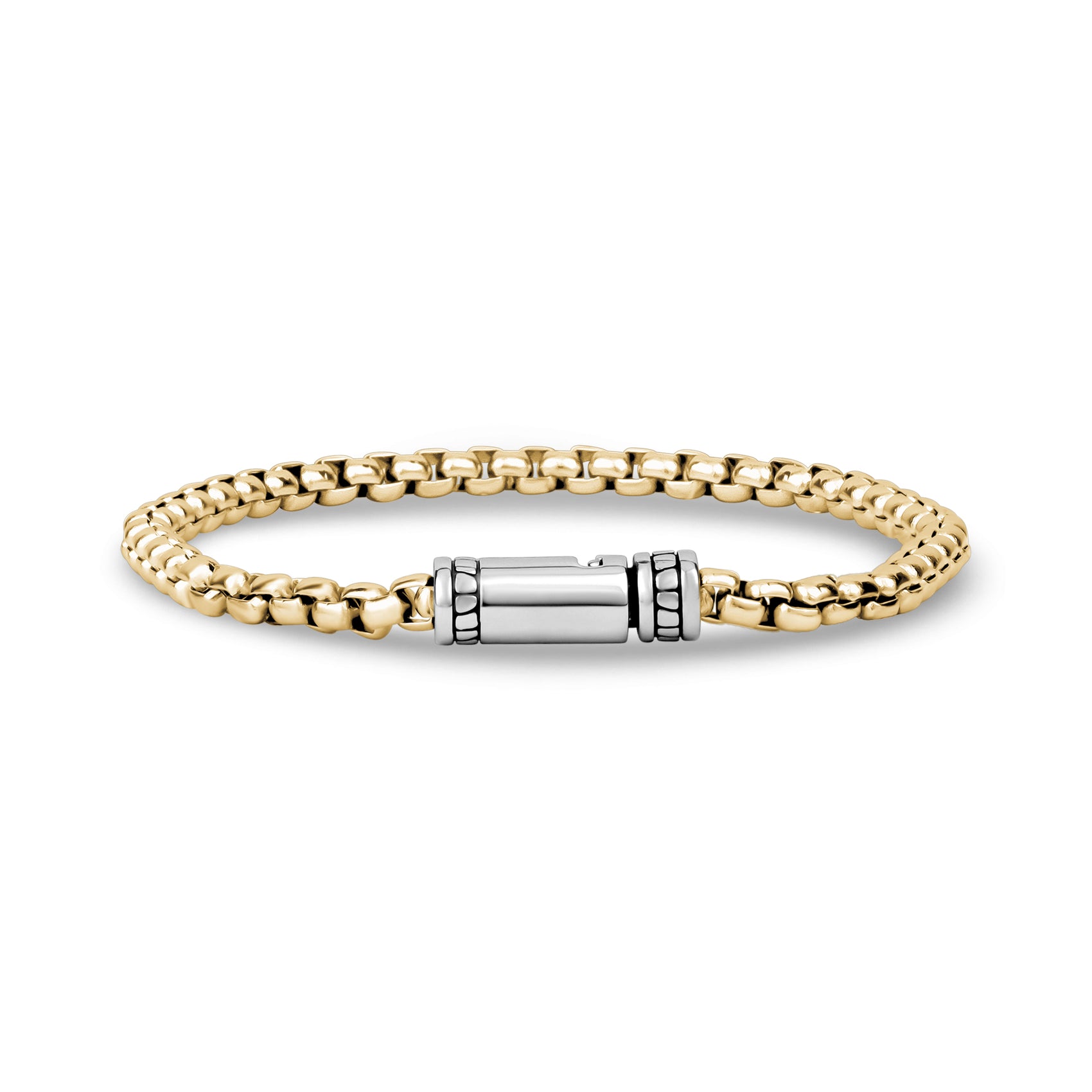 Detailed Round Box Link Bracelet | 4mm - Mens Steel Bracelets - The Steel Shop